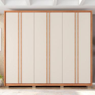 Imagem de Guarda-roupa Casal 6 Portas 4 Gavetas com Pés Suburban Espresso Móveis Freijó/Off White