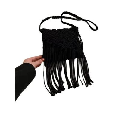 Imagem de Bolsa De Ombro Transversal Feminina De Verão Em Palha Com Borlas Vazad