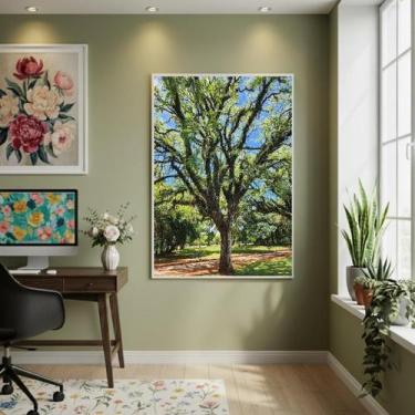 Imagem de Quadro Decorativo Árvore No Parque 70X50Cm Mold Branca - Quadros On-Li