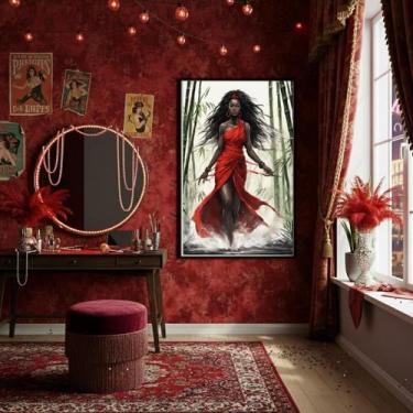 Imagem de Quadro Orixá Iansã Aquarela - 70X50Cm - Quadros On-Line