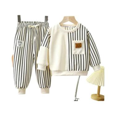 Imagem de Suéter Infantil De Manga Longa Com Gola Redonda 2PCS Para Meninos E Me