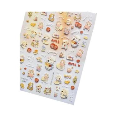 Imagem de Adesivos De Unha a Laser Com Grafite De Animais Fofos, Autoadesivos, D