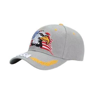 Imagem de Boné De Beisebol Unissex Ajustável Com Bordado De Águia Americana, Cha