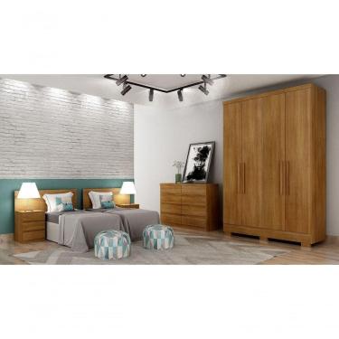 Imagem de Guarda Roupa Solteiro Com Pés 4 Portas 2 Gavetas - Milly-cumaru - Móveis Horizonte