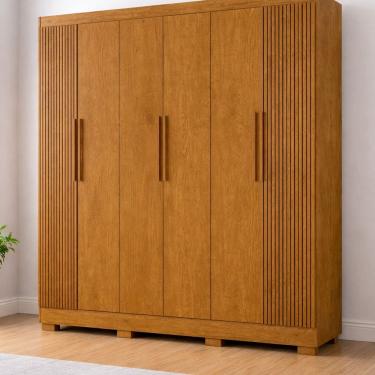 Imagem de Guarda-roupa 6 Portas com Acabamento Ripado Malibu New Marrom