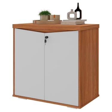 Imagem de Balcão Para Escritório 74cm 2 Portas Rayly Freijó-branco A06 - Mpozenato