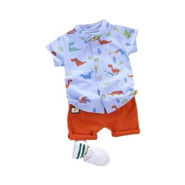 Imagem de Conjunto De Camisa E Shorts De Verão Para Crianças Com Estampa De Dino