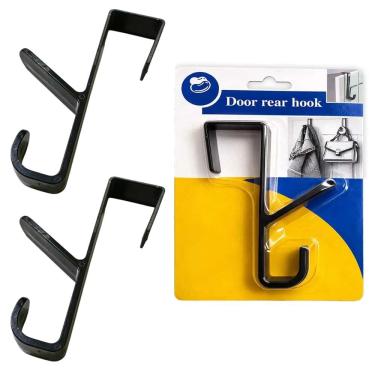 Imagem de Suporte Para Porta Sem Furos Kit 2 Uni Gancho Duplo Organizador Bolsa Casaco Toalha Banheiro Quarto