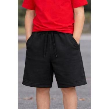 Imagem de Short Infantil Bermuda Masculino Liso Moleton Estilo Confort Premium Moletom Casual Moderno-Masculino