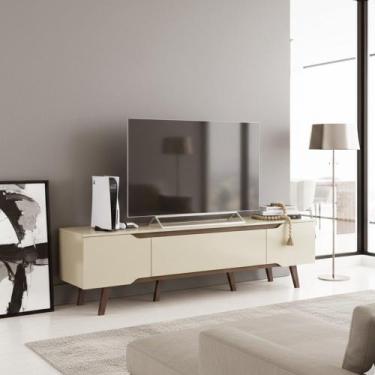 Imagem de Rack Retro Shop 1800 - Olivar Móveis, Off White Bege Ac Cedro Frj Ac