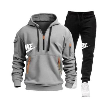 Imagem de Conjunto De Moletom Com Zíper E Calças Para Homens, Casual E Quente, R