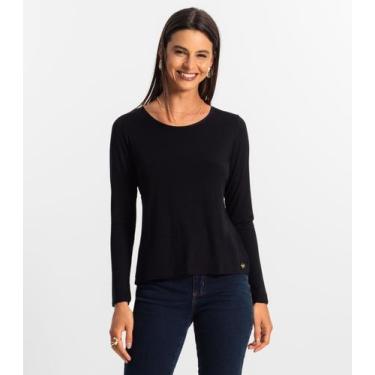 Imagem de Blusa Feminina Manga Longa Rovitex Preto, M, Preto