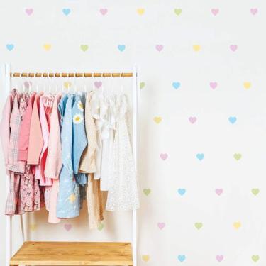 Imagem de Adesivo de Parede Infantil Corações Tons Pastéis 45 Unidades - Qdrop