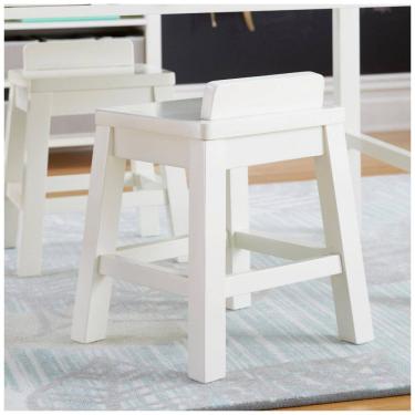 Imagem de Martha Stewart Conjunto 2 Banquinhos Infantís em Madeira Branca Creme com Assento 38 cm...