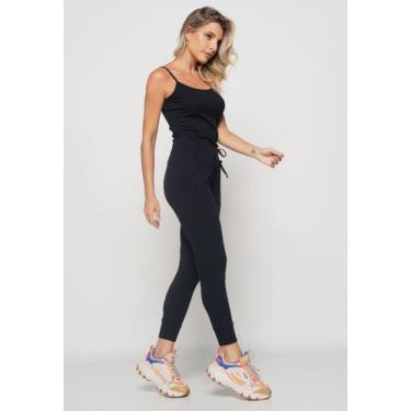 Imagem de Conjunto Com Regata Alcinha e Jogger Canelada Preto Salvatore, P