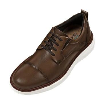 Imagem de Sapato Social Masculino Facil Calce Elástico Couro Ferracini, Conhaque