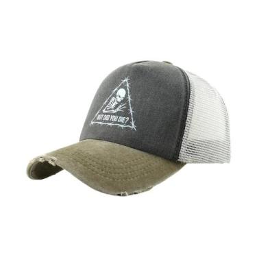 Imagem de Boné De Beisebol Unissex De Denim Lavado Com Estampa De Caveira, Respi