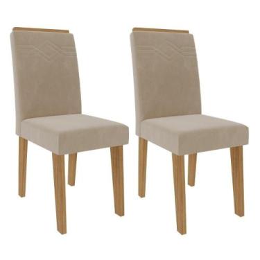 Imagem de Kit 2 Cadeiras Estofadas 11058 Suede MOLCI - Milani Store, Nature Nude