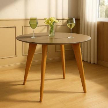 Imagem de Mesa de Jantar Tampo com Vidro Redonda 90cm Slim Casa Uai Fendi