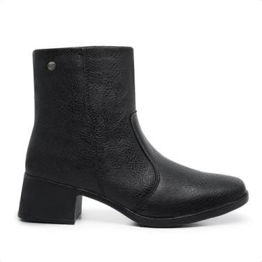 Imagem de Bota Feminina Cano Curto Salto Bloco Fecho Ziper Western - Perla, Pret