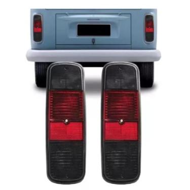 Imagem de Par Lente Lanterna Traseira Kombi 1975 1976 1977 1978 Até 2014 Fumê - 