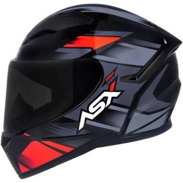 Imagem de Capacete Asx City Start Preto Brilhante Com Vermelho Cinza Esportivo M