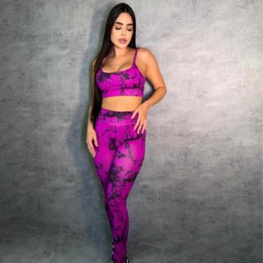 Imagem de Conjunto Fitness Calça Empina Bumbum Zero Transparência Conforto Total