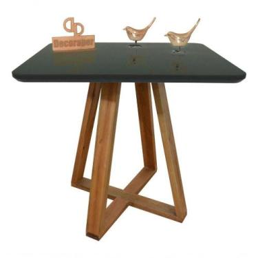 Imagem de Mesa Jantar Base X Tampo Retangular Laca Com Vidro 100x70cm Preto - DE