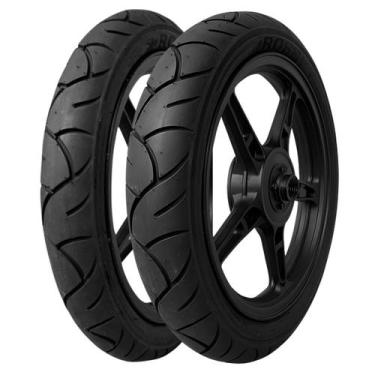 Imagem de Kit Pneu Moto 80/100-18 e 100/90-18 Dianteiro e Traseiro Com Camara Ro