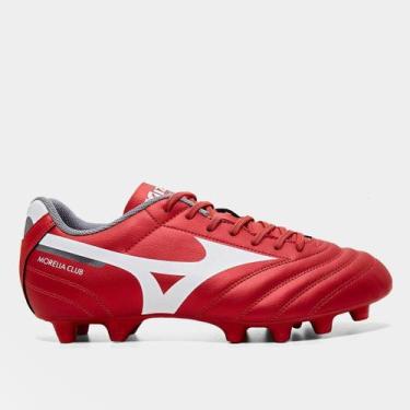 Imagem de Chuteira Campo Mizuno Morelia Club Unissex, Vermelho, Branco, 38