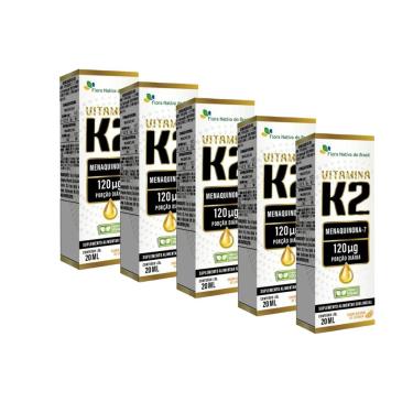 Imagem de Kit 5x Vitamina K2 Menaquinona-7 5x20ml Laranja Flora Nativa-Unissex