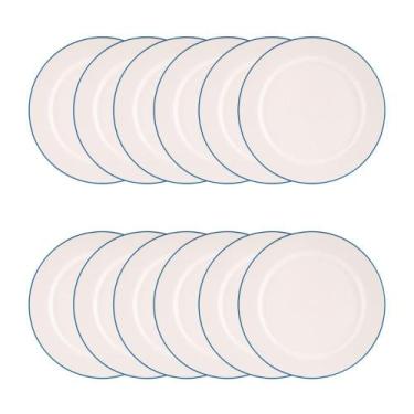 Imagem de Jogo de Pratos Rasos 12 Pcs Filete Azul Porcelana Real by Schmidt
