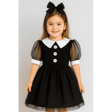 Imagem de Fantasia Infantil Menina vestido Halloween Papilloo, Preto, 12 anos