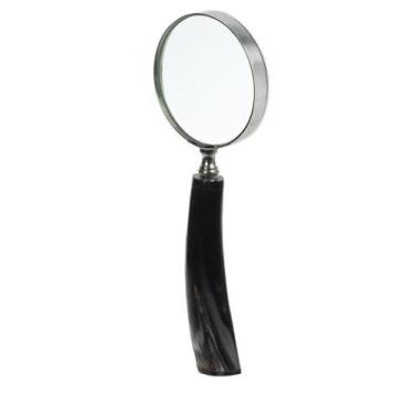 Imagem de LUPA DECORATIVA EM METAL COM CHIFRE EM RESINA MARROM 21cm - Flor Arte