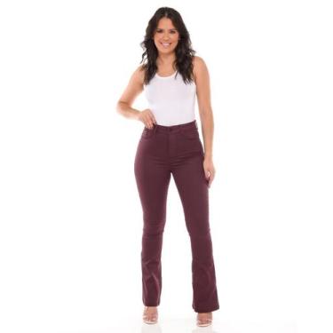 Imagem de Calça Feminina Sarja Flare Bordo - Razon Jeans, 36