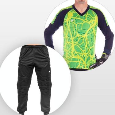 Imagem de Uniforme Goleiro Profissional Manga Longa Acolchoado Proteção UV Poker