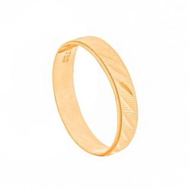 Imagem de Aliança de Casamento Ouro 18k Trabalhada 4 mm - OSI, Ouro amarelo 18k