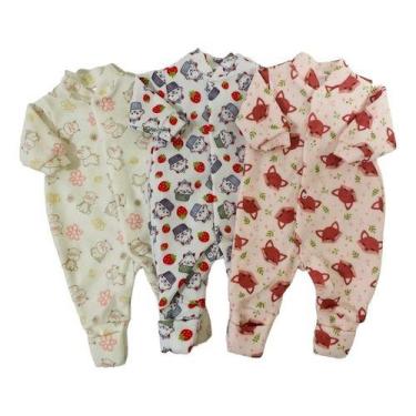 Imagem de Macacão Bebê Infantil Soft Quentinho Estampado Feminino - Sanny Baby, 