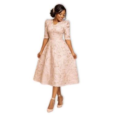 Imagem de Vestido Midi Richelieu 3 Marias Bordado Elegante Festa MARRI MARRI, Ro