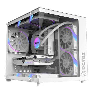 Imagem de Gabinete Gamer Forcefield Mini White Ghost GFFMNWG Mini-tower para Mini ITX e Micro ATX Vidro Temperado Branco Pcyes
