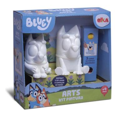 Imagem de Brinquedo Infantil para Pintar Bluey e Bingo Arts Kit Pintura com 2 Bonecos Tintas e Pincel Elka