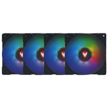 Imagem de Cooler para Gabinete RGB-31K Kit com 4 120mm Iluminação RGB 1200 RPM Fluxo de Ar 56,3 CFM Satellite