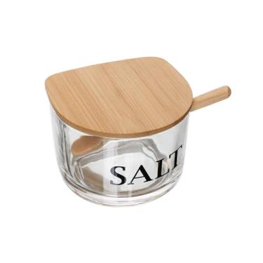 Imagem de WOLFF - Saleiro de Vidro com Colher e Tampa de Bambu Basic 10cm x 10cm x 8cm