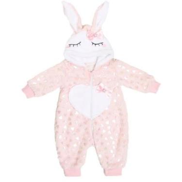 Imagem de Macacão Duplo Bebê Menina Pelo Bordado Inverno Lessa B8916, Rosa bebe,