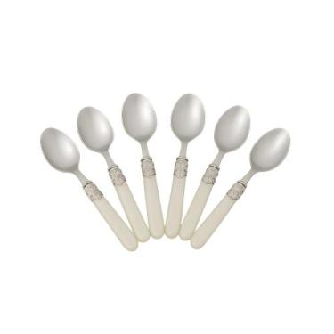 Imagem de Jogo Com 6 Colheres de Mesa e Sobremesa Aço Inox Cabo Perolado - Mimo 