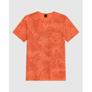 Imagem de Camiseta Masculina Slim Estampada Bolso Frontal Em Malha Fio A Fio - M