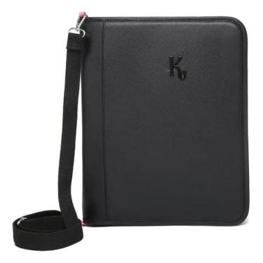 Imagem de Fichário Kika metalizado transversal com zíper, preto