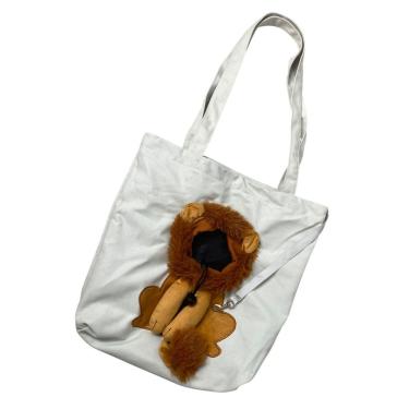 Imagem de Bolsa de Transporte para Pets com Estampa de Leão Ventilada Náilon Branco BSL3906