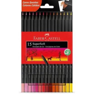 Imagem de Lápis de cor supersoft 15 cores quentes faber castell