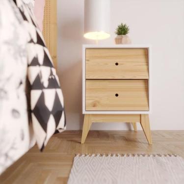 Imagem de Mesa de Cabeceira Infantil 2 Gavetas Sing Branco/Pinus Nuv - Serpil Ba